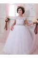 Discount Ivory Ball Gown Sweetheart Chapel Train Cap Sleeve Flower Girl Dress