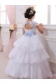 Discount Ivory Ball Gown Sweetheart Chapel Train Cap Sleeve Flower Girl Dress