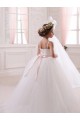 Discount Ivory Ball Gown Sweetheart Chapel Train Sleeveless Flower Girl Dress