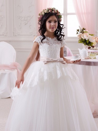 Discount Ivory Ball Gown Sweetheart Floor Length Sleeveless Flower Girl Dress