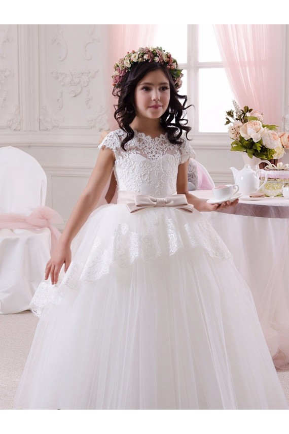 Discount Ivory Ball Gown Sweetheart Floor Length Sleeveless Flower Girl Dress