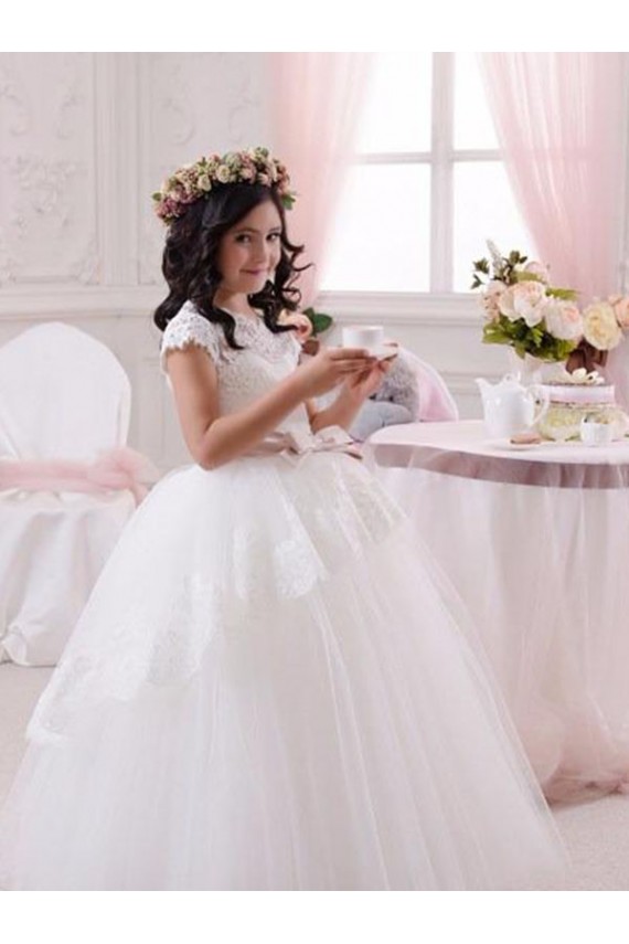 Discount Ivory Ball Gown Sweetheart Floor Length Sleeveless Flower Girl Dress