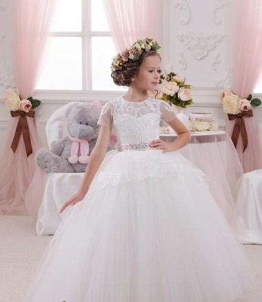 Discount Ivory Ball Gown Sweetheart Sleeveless Long Flower Girl Dress
