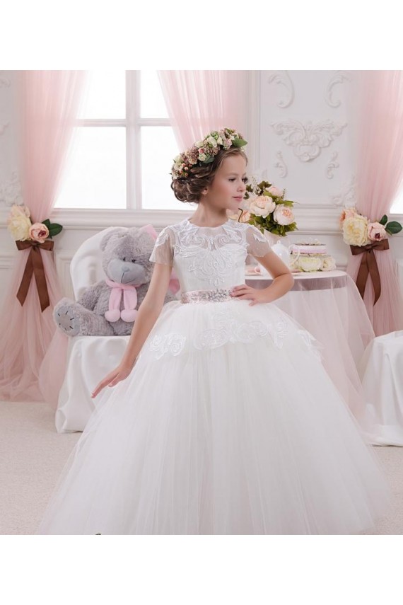Discount Ivory Ball Gown Sweetheart Sleeveless Long Flower Girl Dress