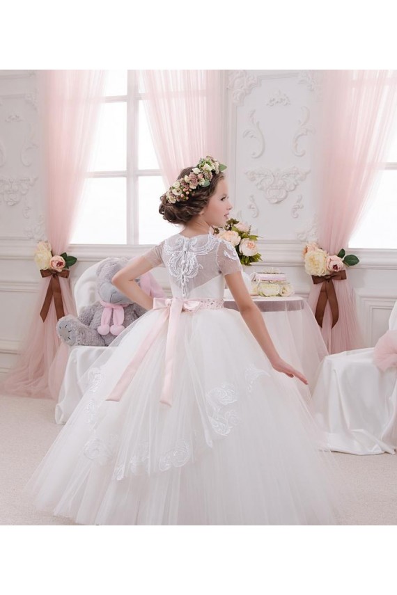 Discount Ivory Ball Gown Sweetheart Sleeveless Long Flower Girl Dress
