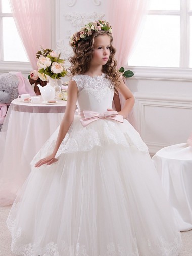 Discount Ivory Ball Gown Sweetheart V-Back Sleeveless Flower Girl Dress