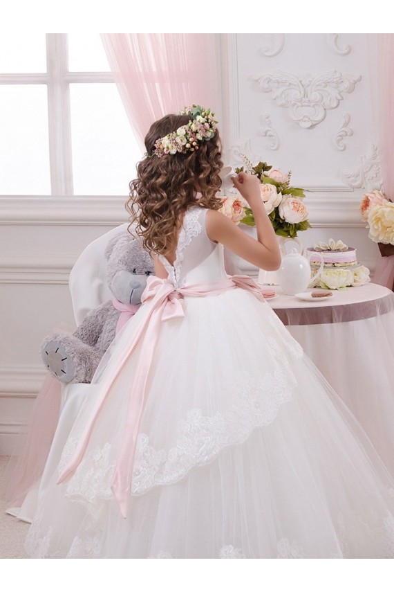 Discount Ivory Ball Gown Sweetheart V-Back Sleeveless Flower Girl Dress
