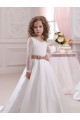 Discount Ivory Ball Gown V-Neck Chapel Train Long Sleeve Flower Girl Dress