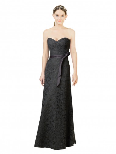 Discount Strapless Lace Bridesmaid Dress with Sweetheart Neckline