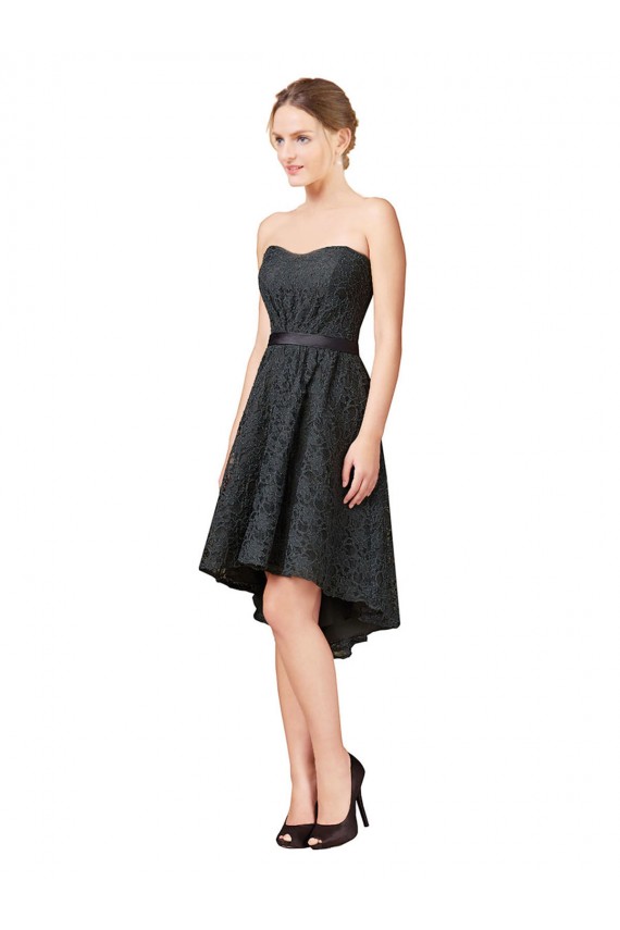 Discount Lace Cocktail Bridesmaid Dress with Hi-Low Hemline