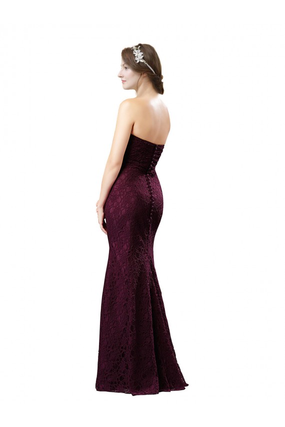 Discount Fitted Long Lace Bridesmaid Dress with Sweetheart Neckline
