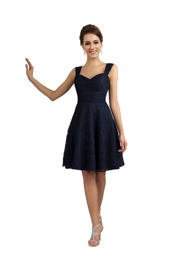 Discount Lace Bridesmaid Dress / Cocktail Dress with Sweetheart Neckline and Button Back Detail