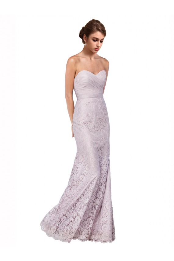 Discount Floor Length Fitted Sweetheart Lace Bridesmaid Dress / Prom Dress
