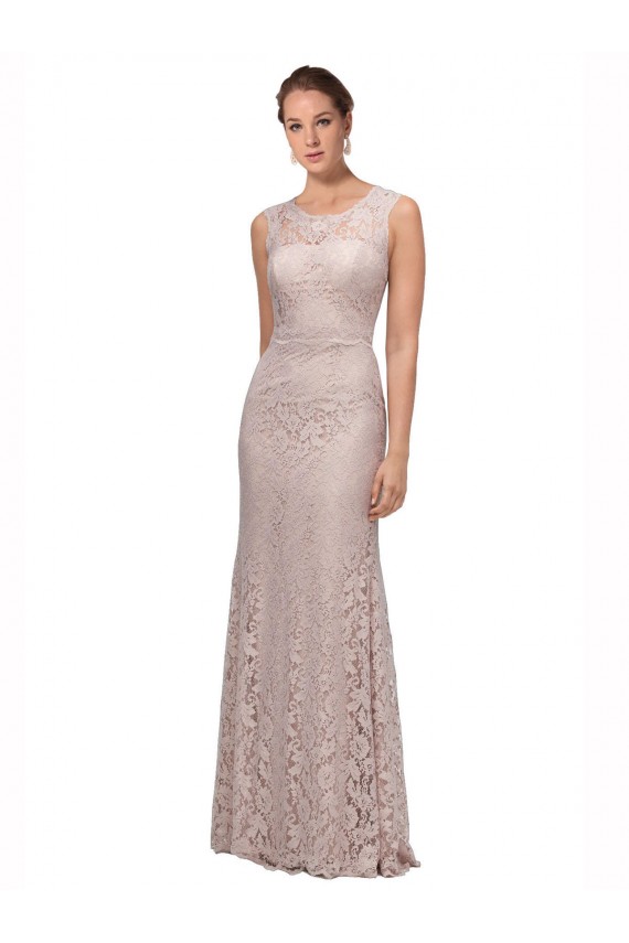 Discount Long Sleeveless All Lace Bridesmaid Dress / Prom Dress with Scoop Neckline