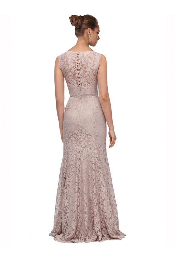 Discount Long Sleeveless All Lace Bridesmaid Dress / Prom Dress with Scoop Neckline