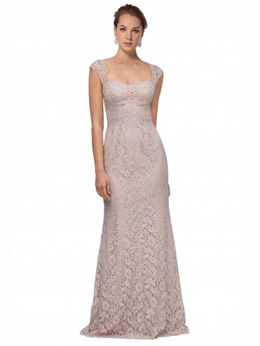 Discount Sweetheart Neckline Cap Sleeves Lace Bridesmaid Dress / Prom Dress with Twist