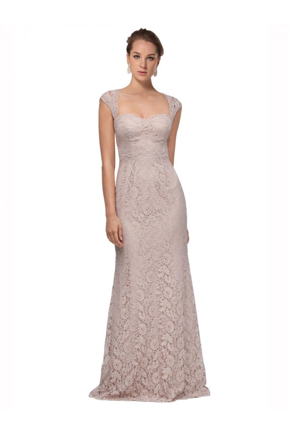 Discount Sweetheart Neckline Cap Sleeves Lace Bridesmaid Dress / Prom Dress with Twist