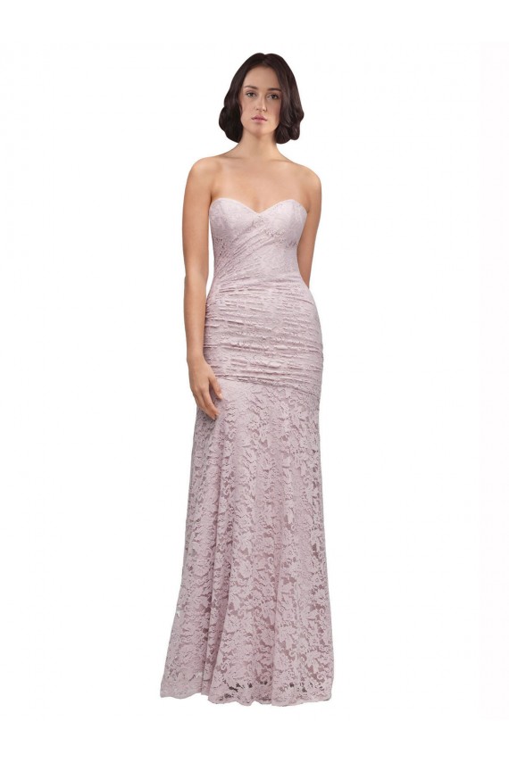 Discount Floor Length Long Mermaid Lace Bridesmaid Dress / Prom Dress with Low Back