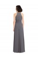 Discount Long Chiffon Bridesmaid Dress with Corded Lace Bodice