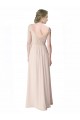 Discount Long Chiffon Bridesmaid Dress with Corded Lace V-Neck Bodice