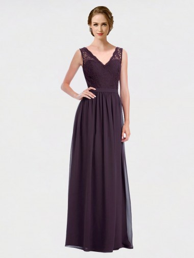Discount V-Neck Bridesmaid Dress with Corded Lace Bodice