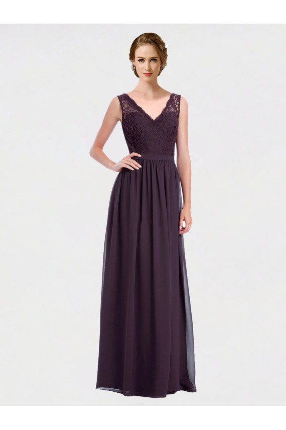 Discount V-Neck Bridesmaid Dress with Corded Lace Bodice