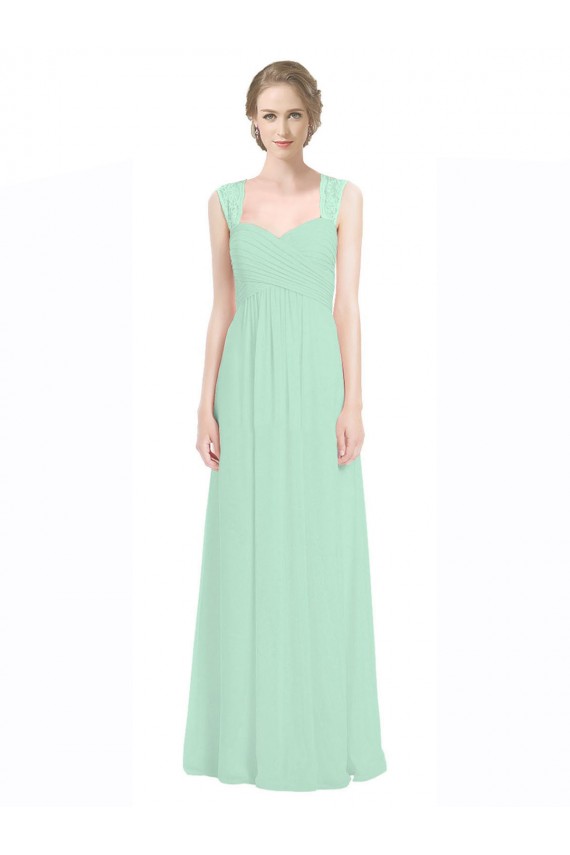 Discount Sweetheart Chiffon Bridesmaid Dress with Lace Straps and Keyhole Back