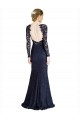 Discount Illusion Long Sleeves Lace Bridesmaid Dress / Prom Dress with Sheer Keyhole Back