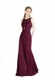 Discount Long Lace Bridesmaid Dress / Prom Dress with Peekaboo Bodice and Keyhole Back