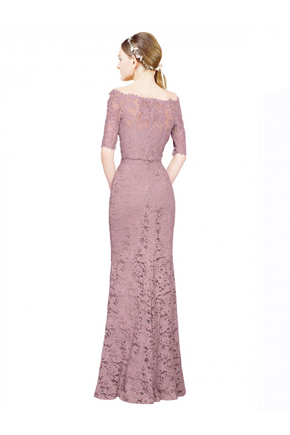 Discount Short Sleeves Crop Top Mermaid Lace Bridesmaid Dress / Prom Dress