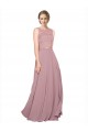 Discount Long A-Line Chiffon Bridesmaid Dress / Prom Dress with Sleeveless Lace Crop Top