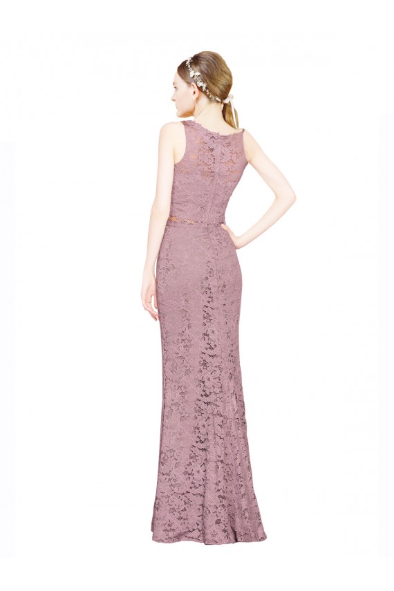 Discount Sleeveless Crop Top High Neck Mermaid Lace Bridesmaid Dress / Prom Dress