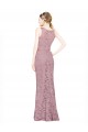 Discount Sleeveless Crop Top High Neck Mermaid Lace Bridesmaid Dress / Prom Dress