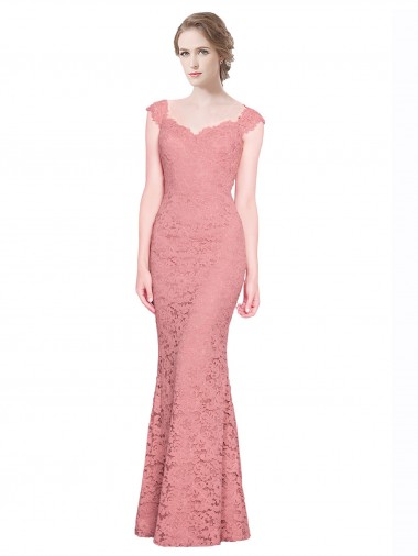 Discount Sweetheart Mermaid Long Lace Bridesmaid Dress / Prom Dress with Wide Straps