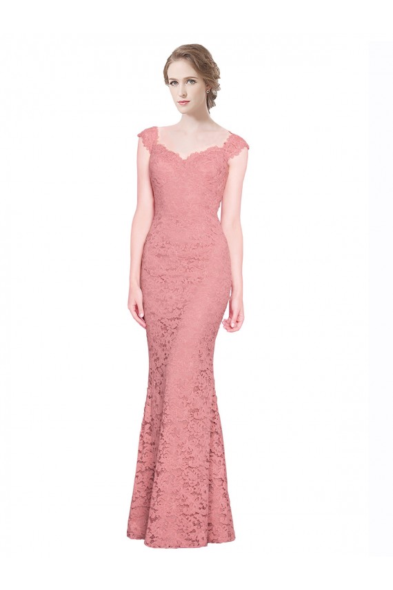Discount Sweetheart Mermaid Long Lace Bridesmaid Dress / Prom Dress with Wide Straps