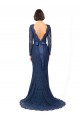 Discount Long Sleeves Floor Length Vintage Lace Bridesmaid Dress with Deep V-Back