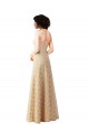 Discount Lace A-Line Long Bridesmaids Dress with Satin Waistband