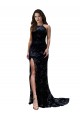 Discount Formal High Neckline Lace Open Back Bridesmaid Dress / Prom Dress with High Slit