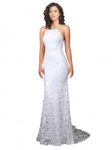 Discount Mermaid Fitted High Neck Low Back Fishtail Wedding Dress