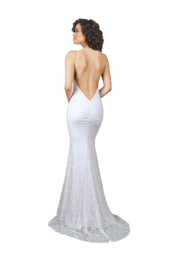Discount High Neck Backless Lace Wedding Dress with Plunging Low Back