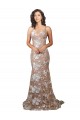 Discount Fishtail Shaped V-Neck Embroidered Foral Lace Wedding Dress