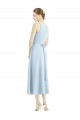 Discount Short Tea Length V-Neck Satin Bridesmaid Dress
