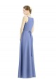 Discount Long Floor Length V-Neck Satin Bridesmaid Dress with Spaghetti Straps