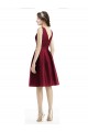 Discount Short Midi Length Satin Cocktail Bridesmaid Dress with Bateau Neckline and V-Back