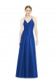 Discount Full Pleated V-Neck Long Satin Bridesmaid Dress with Criss Cross Open Back