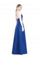 Discount Full Pleated V-Neck Long Satin Bridesmaid Dress with Criss Cross Open Back