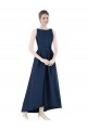 Discount Full Length Sleeveless Long Satin Bridesmaid Dress with High Low Hem Detail