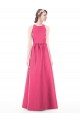 Discount Jewel Neck Keyhole Back Sleek Long Satin Bridesmaid Dress
