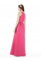 Discount Jewel Neck Keyhole Back Sleek Long Satin Bridesmaid Dress