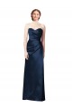 Discount Faux Wrap A-Line Long Satin Bridesmaid Dress with Draped Bodice